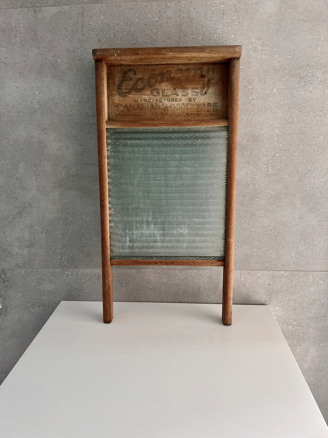 Vintage GLASS ECONOMY WASHBOARD Wood and Thick Rippled Glass Etsy Canada