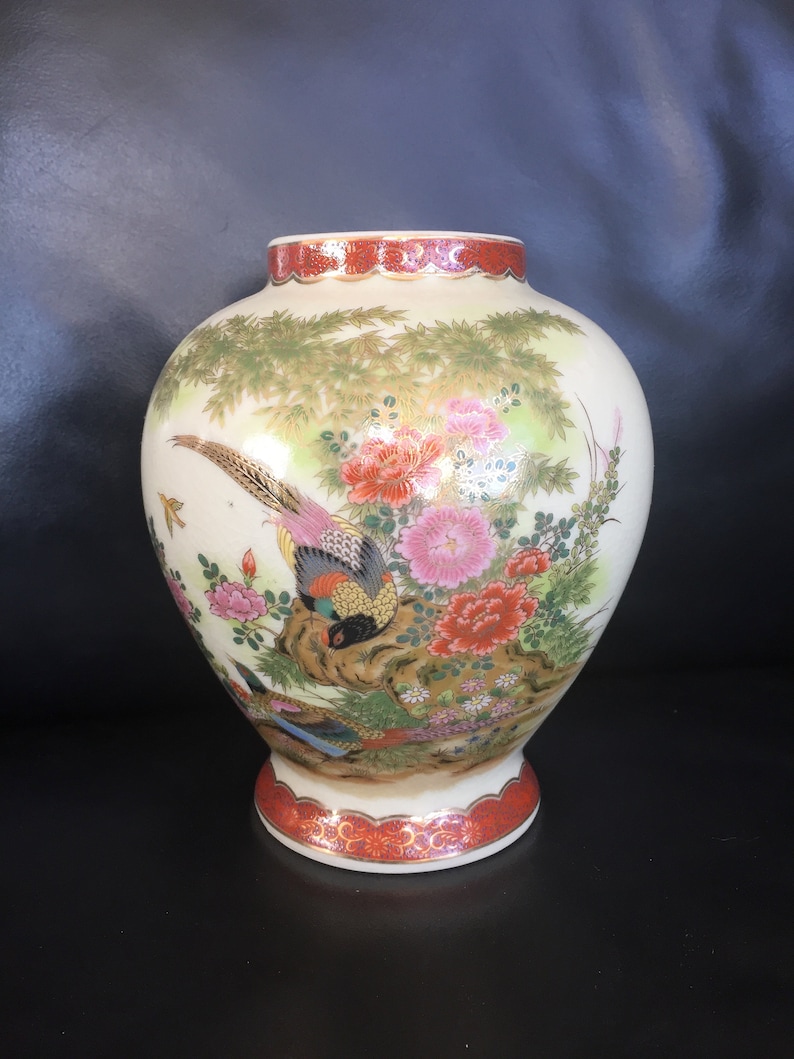 Vintage GINGER JAR VASE Made in Japan Porcelain Peacock Etsy