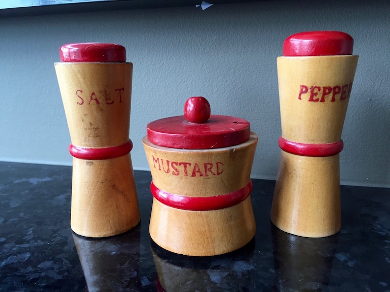 Vintage Retro WOOD PICNIC SET 1950s Salt Pepper Shakers Etsy Canada