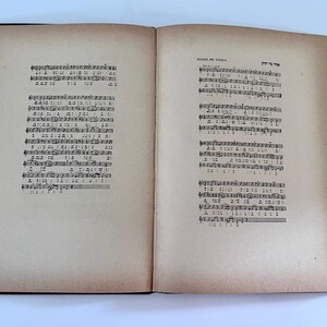 Puede incluir: Un libro abierto con notaci&oacute;n musical en ambas p&aacute;ginas. La p&aacute;gina izquierda tiene el t&iacute;tulo "Song Me Yiddishe", y la p&aacute;gina derecha tiene el t&iacute;tulo "Der Yid", ambos en hebreo.