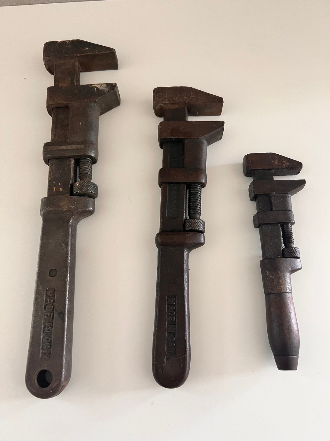 Vintage PIPE WRENCHES, Your Choice Monkey Wrenches, GRAY Wrenches, Made in Canada, Industrial
