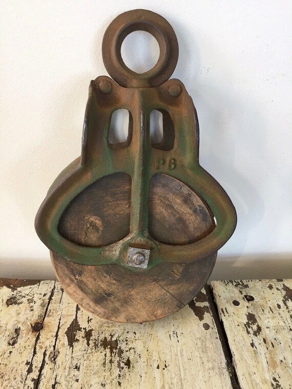 Antique Barn Pulley Large Wood And Steel Pulley P6 Pulley Etsy
