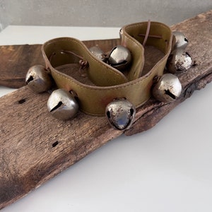 Vintage Sleigh Bells on Leather Strap: Rustic Christmas Decor