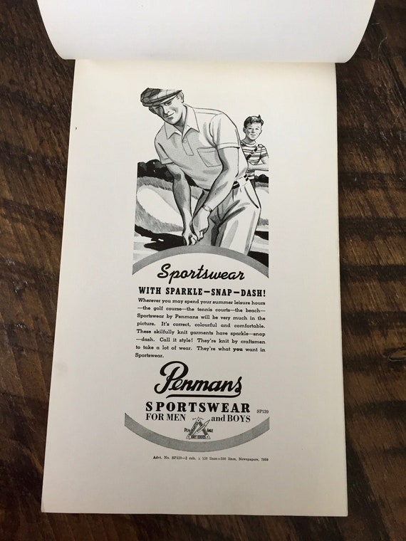 Vintage 1939 Penmans Sportswear Ad Portfolio: Retro Men's Fashion Booklet