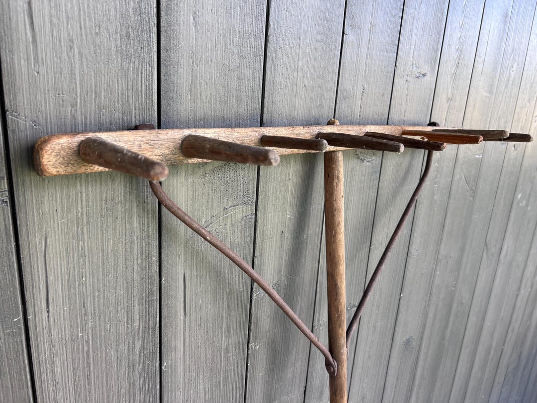 Antique Farm Rake: 1800s Primitive Wood Hay Tool With Hand-carved Tines ...