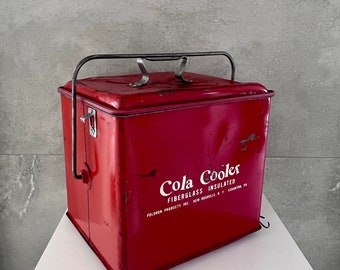 Vintage 1950s Cola Cooler: Red Metal, Mid-Century Decor