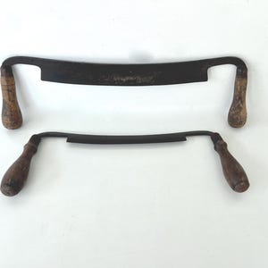 Antique HAND-FORGED DRAWKNIFE, Choice of 2 Rustic Timber Tools with Wood Handles Steel Blades, Early 1900s Log Shaving Blade, Primitive Tool