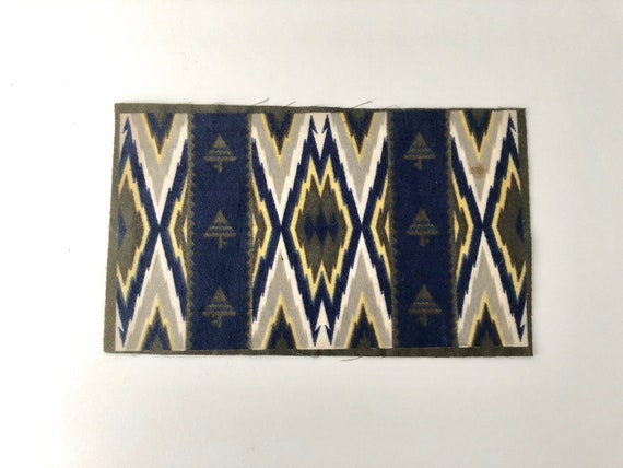 Vintage Tobacco Felt: American Indian Motif, Navy & Green