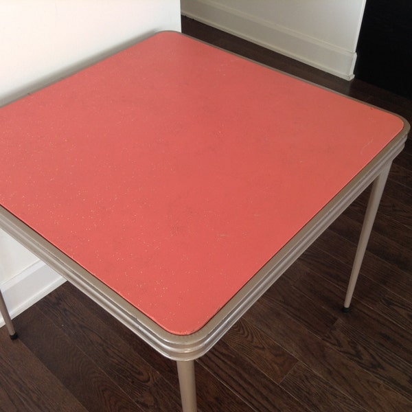 Mid Century Metal Folding Table, 1950s Folding Card Table, Cooey Metal Folding Table