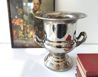Vintage Silver Plate Wine Bucket | EP Brass Champagne Cooler | Elegant Barware