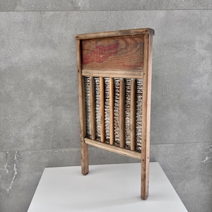 Vintage Rare! LADY HIBBARD WASHBOARD, Rippled Brass and Wood Washboard, Made in U.S.A., Rustic Shabby Antique Washboard, Laundry Decor