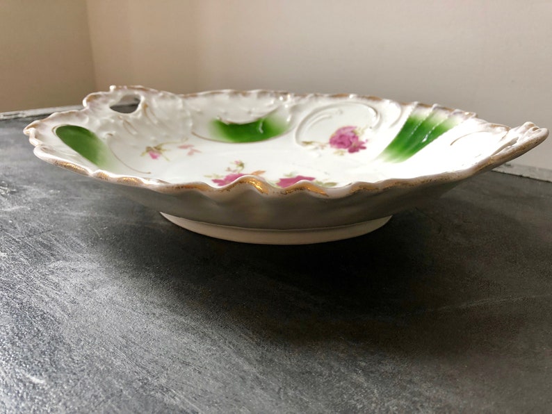 Vintage C.T. GERMANY BOWL Large Pink Roses Serving Bowl Carl Etsy
