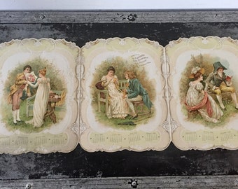 1898 Antique Victorian Calendar: Equitable Life Assurance Advertising, Embossed Die-Cut