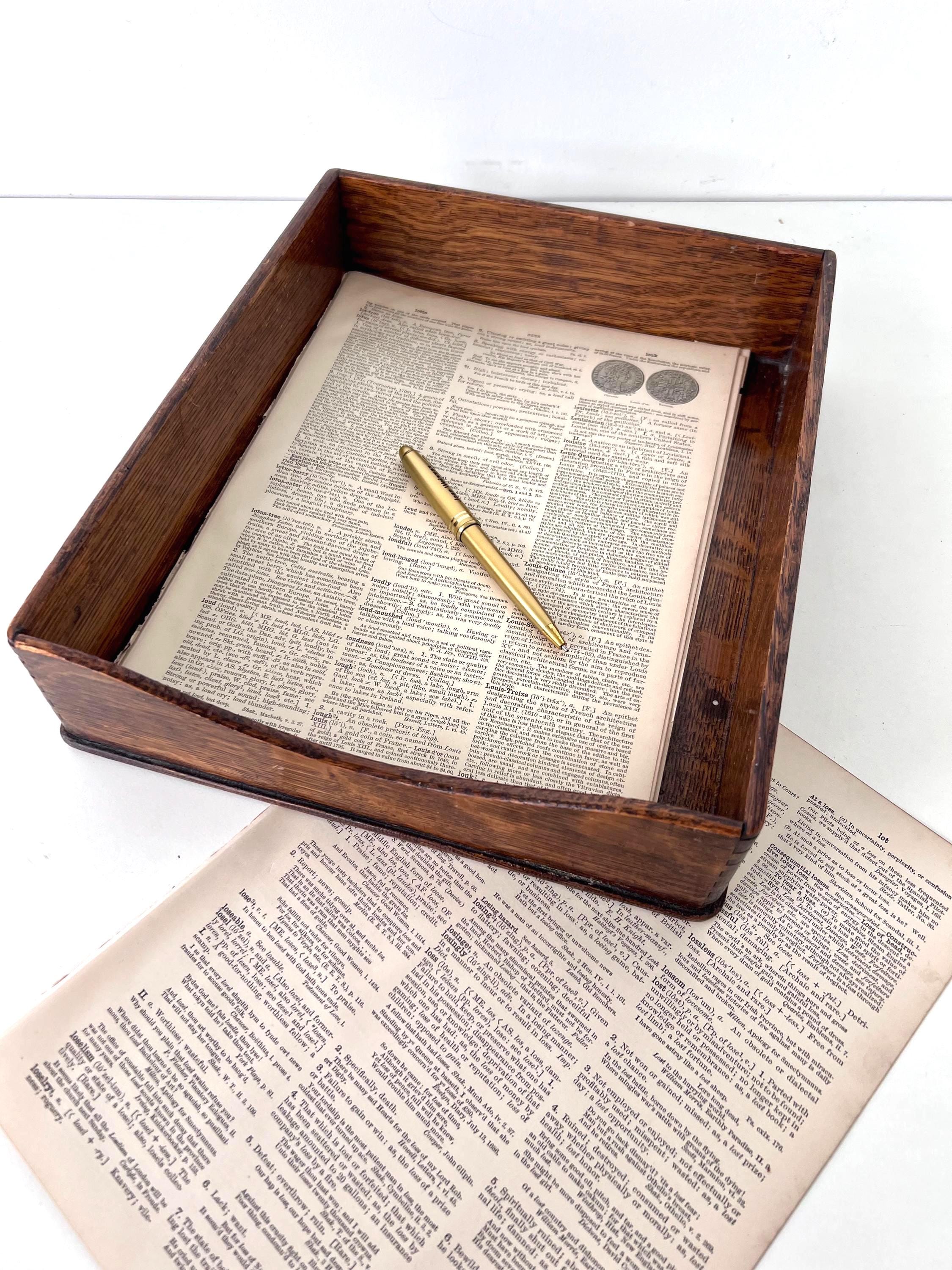 Vintage Tiger OAK DESK TRAY, Tongue & Groove Corners, Document Storage, 1920s Office Accessory, Vintage Paper Tray, Rustic Library Decor