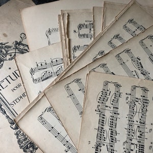 Antique Music Sheet Ephemera Kit: 25 Vintage Pages for Junk Journals