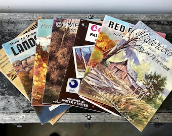 Vintage HOW to DRAW, PAINT, Walter Foster Series, Your Choice, Red Barns, Landscape Painting Outdoor Sketching, 1960s Mid Century Landscapes