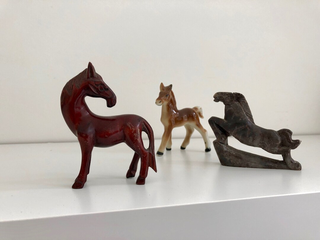 Vintage SMALL HORSE FIGURINES, Your Choice Stone, Wood or Ceramic Horse