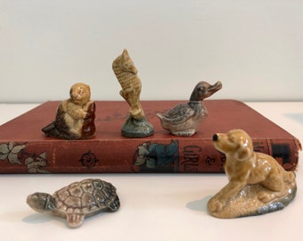 Vintage Wade Whimsies Ceramic Animal Figurine: Red Rose Tea Trinket