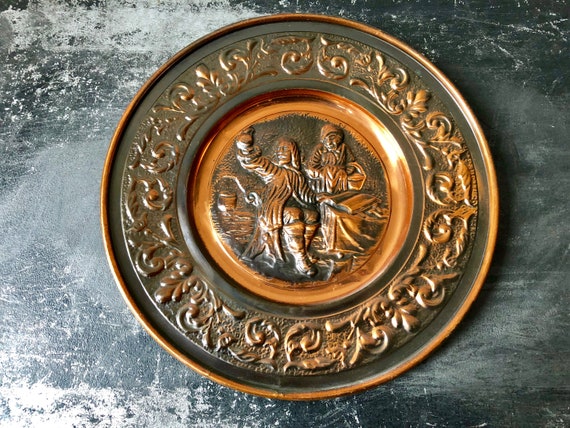Vintage Hammered Copper Plate