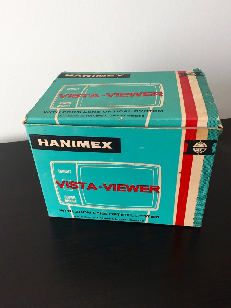 England 35MM Slide Viewer 1940s Viewer Original Box Vintage HANIMEX VISTA-VIEWER with Zoom Lens Optical System Bright Super Bright