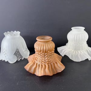 Antique GLASS LIGHT SHADE – Your Choice! Ruffled, Swirled, Frosted, Art Deco Style Sconce or Pendant Shades, Boudoir Lighting, Vintage Shade