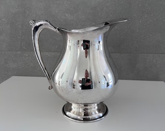 Vintage Viking Plate Water Pitcher: Silver Plated Copper, French Country Farmhouse Decor