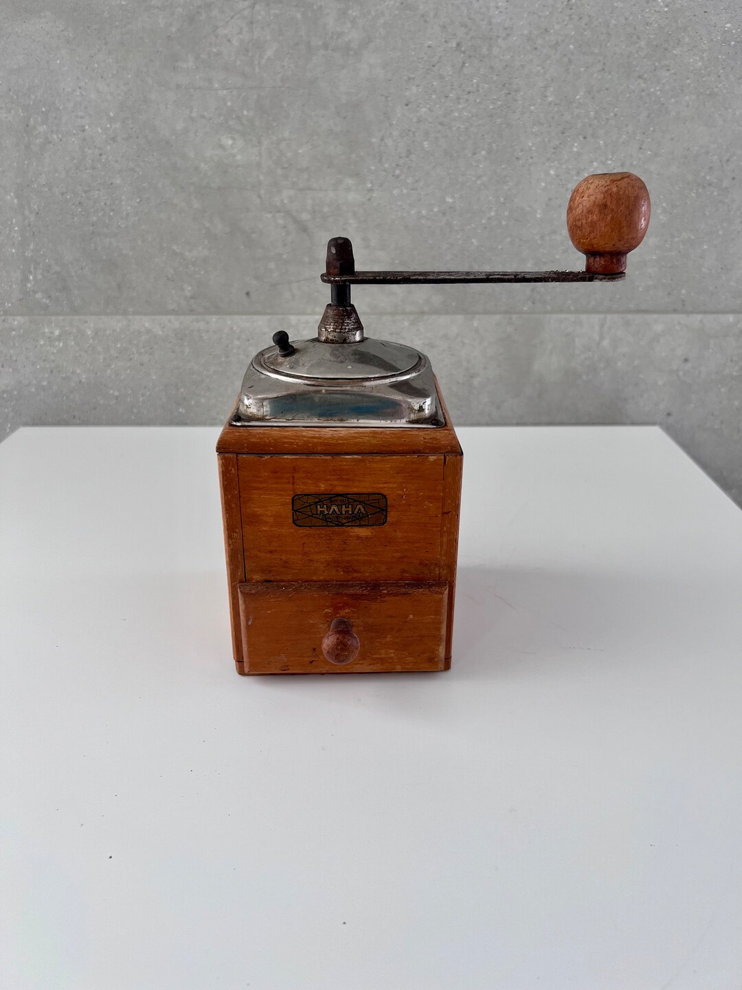 Vintage HAHA Coffee Grinder: Hand Crank German Wood Mill - Etsy