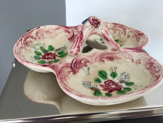 Vintage 3 SECTION CANDY DISH, Japan, Three Section Candy