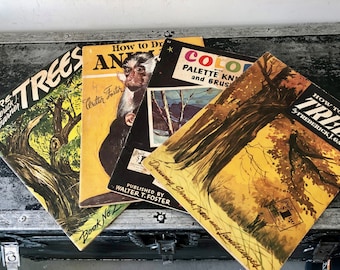 Vintage HOW to DRAW, PAINT, Your Choice! 1960s Art Instruction Books, Mid Century Landscapes, Animals, Frederick Garner, Walter Foster