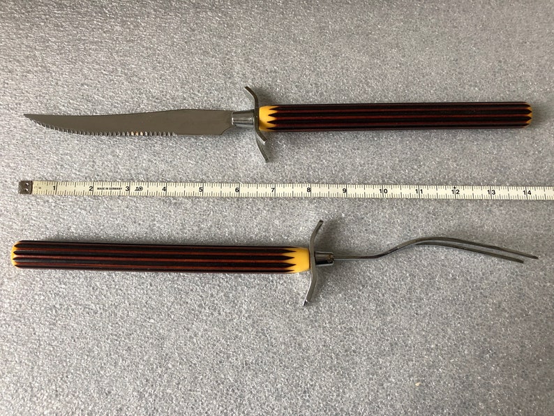 Vintage Glo-Hill Carving Set: Antler Handle Knife & Fork, Canada image 9