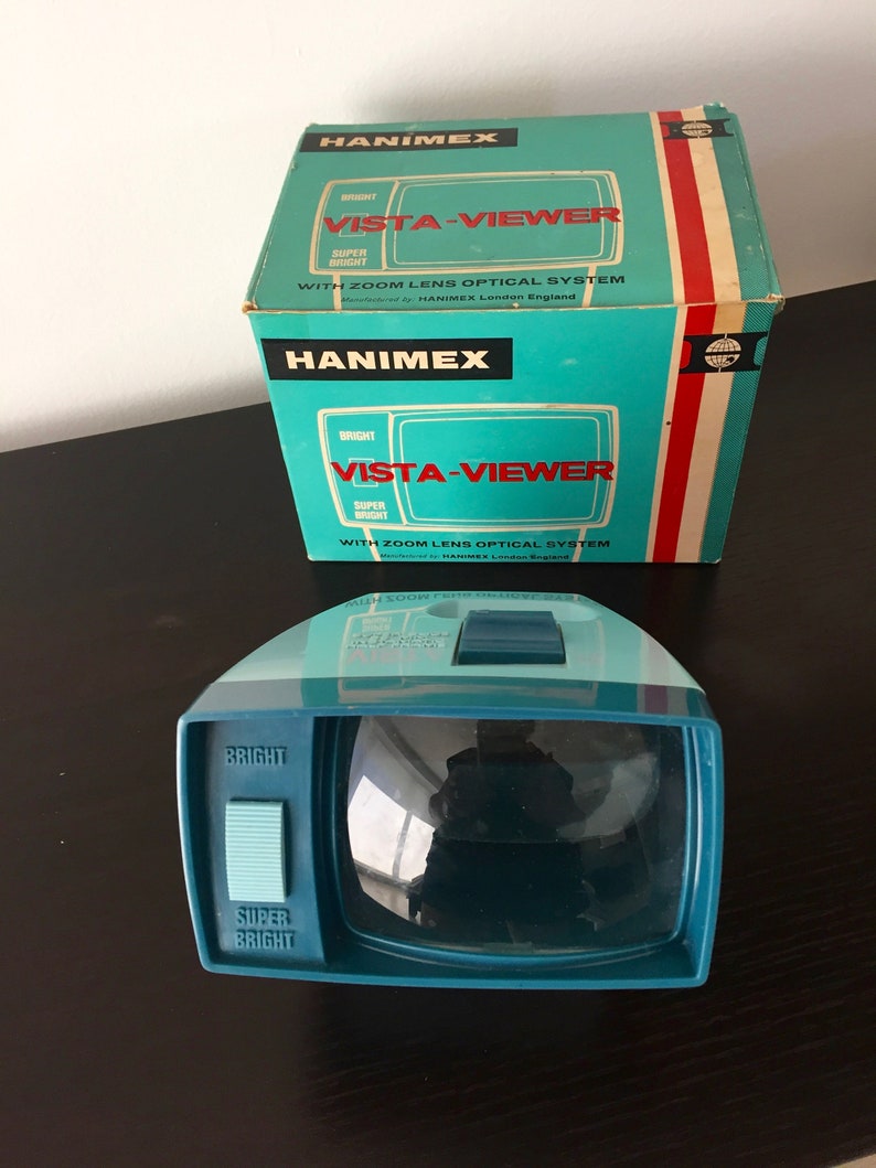 England 35MM Slide Viewer 1940s Viewer Original Box Vintage HANIMEX VISTA-VIEWER with Zoom Lens Optical System Bright Super Bright