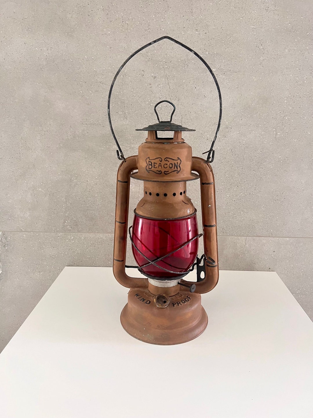 Vintage RED GLOBE BEACON Lantern G.W.S. Beacon 1930s Painted Rustic Lantern Large Barn Lantern Windproof Kerosene Farmhouse Decor Etsy UK