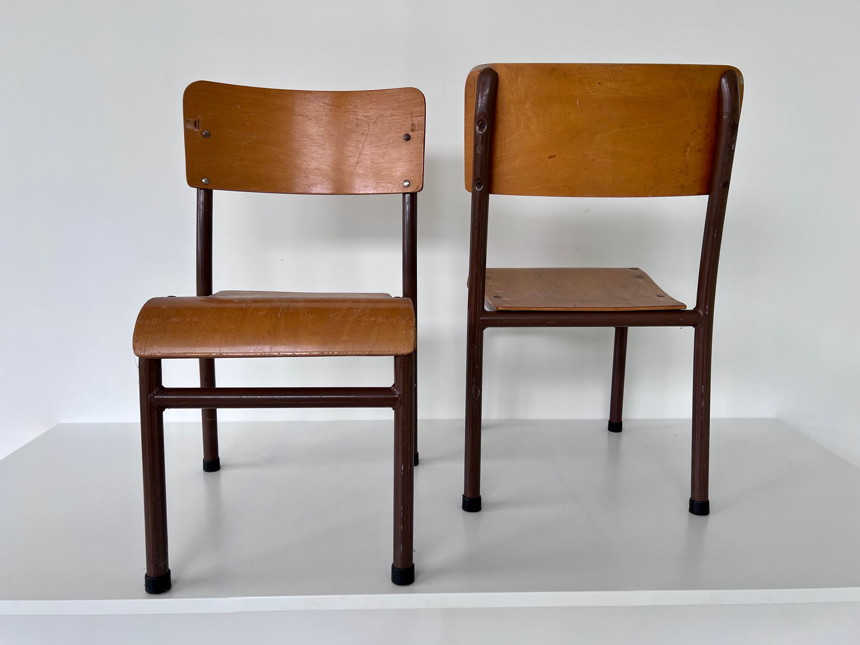 Vintage 2 CHILD'S SCHOOL CHAIRS, Set of 2 Mid-century Wood