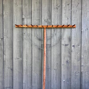 Antique Wooden Hay Rake: 71&quot; Rustic Farmhouse Decor, Early 1900s