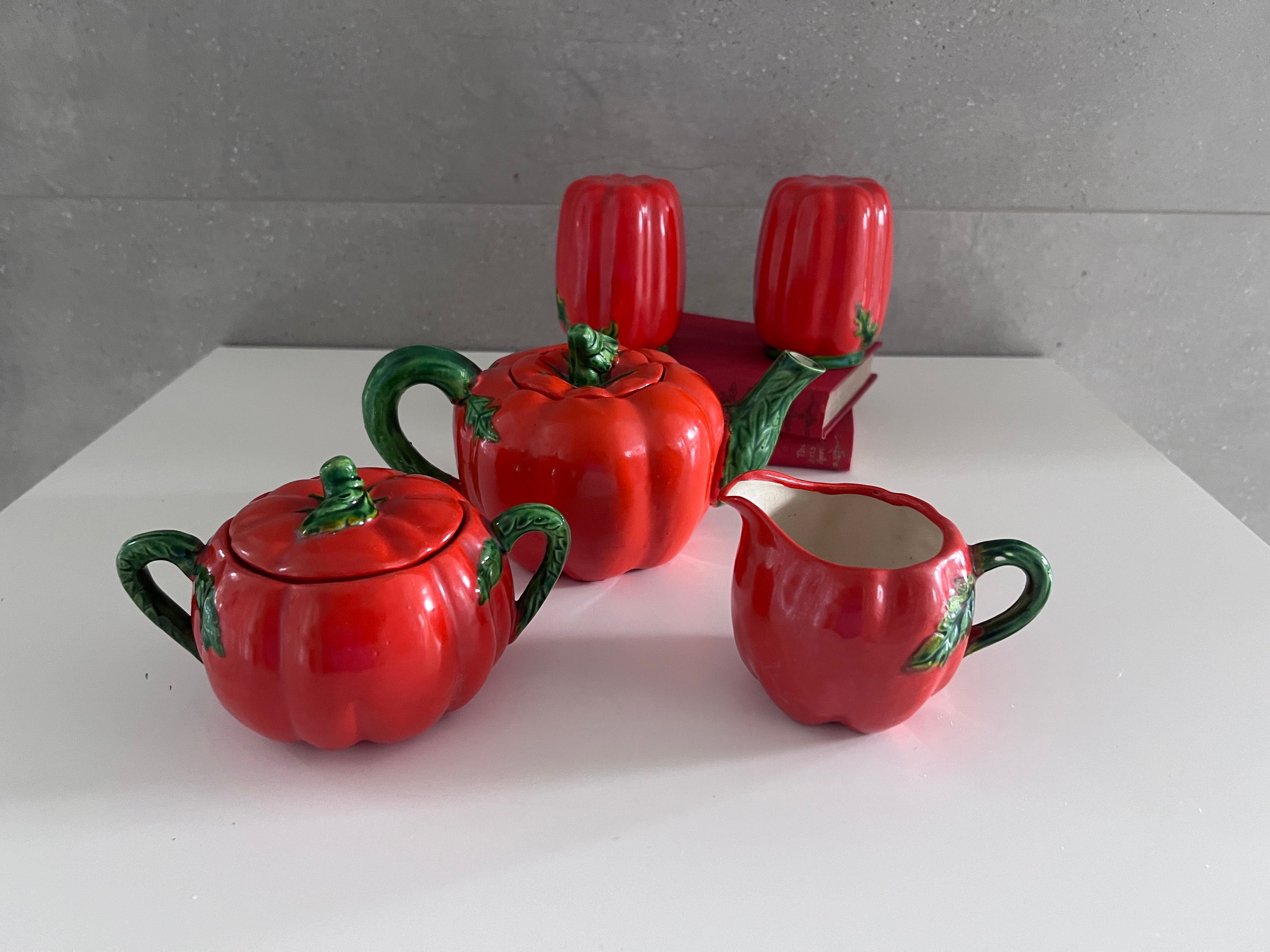 MAPPON REED Arare　5本セット Vintage TOMATO SERVING SET, Red Maruhon Ware, Mid-century
