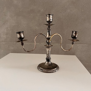 Vintage Middletown Silver Plate Candelabra: Triple Arm Candle Holder