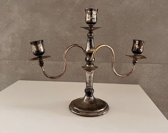 Vintage MIDDLETOWN SILVER Co. 027 Candelabra, Quadruple Silver Plate, Triple Arm Candle Holder, Twisted 3 Arm Silver Plate, Elegant Dining