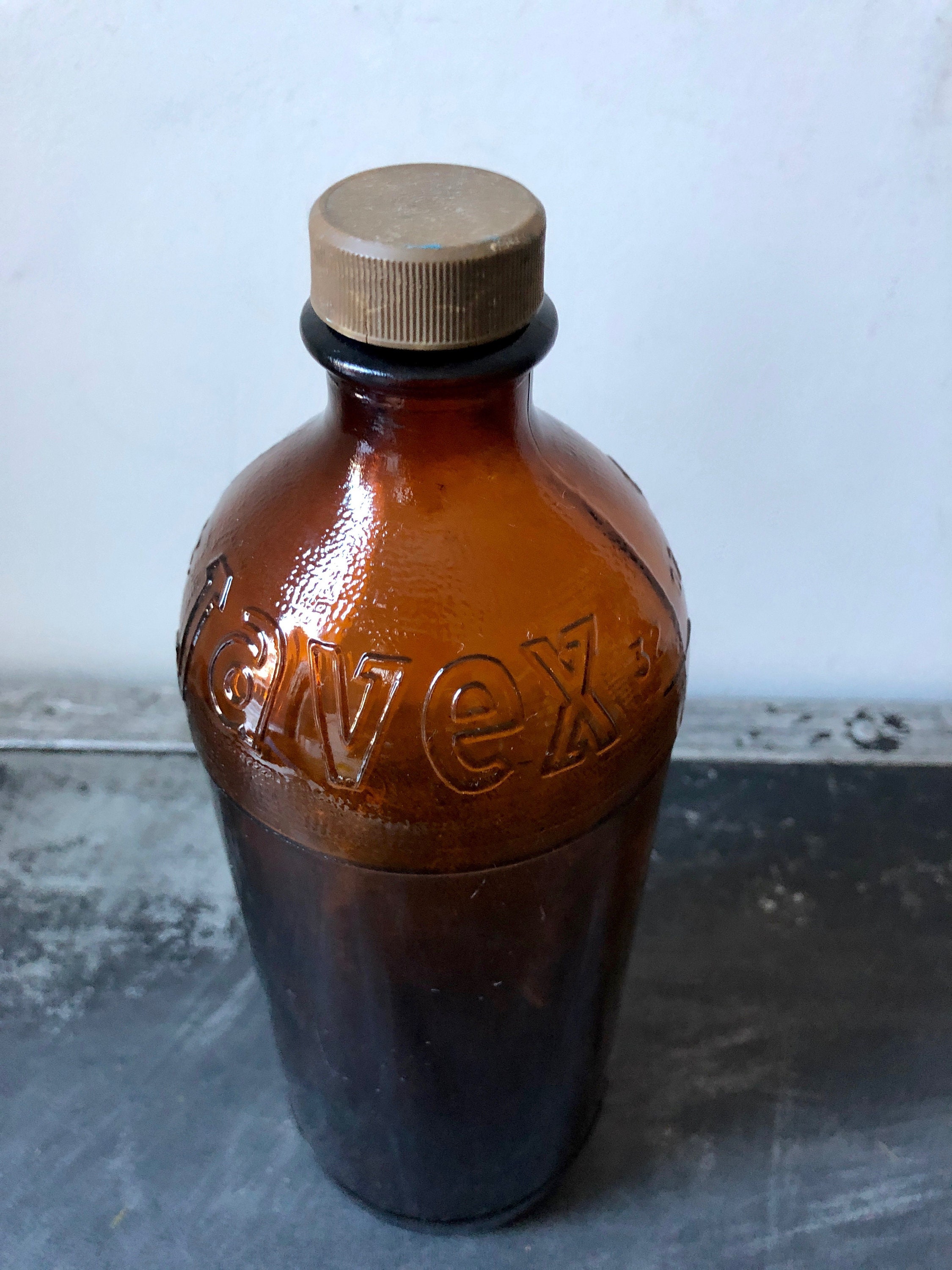 Vintage Amber Javex Bottle: 32-oz Brown Bleach Bottle, Retro