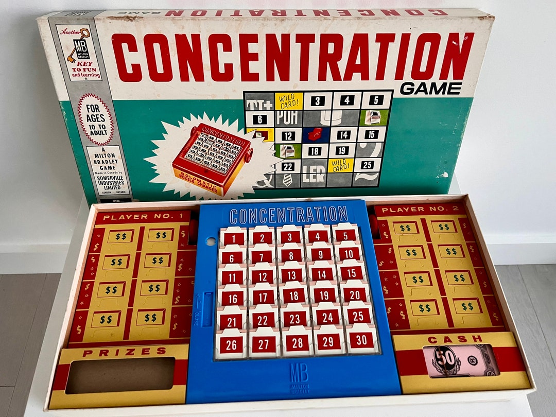 Vintage 1960s CONCENTRATION BOARD GAME, Milton Bradley Game R4950