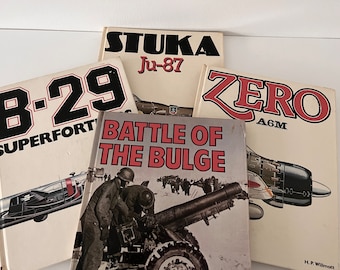 Vintage 1980s WAR / HISTORY BOOKS, Your Choice! Zero A6M, B-29 Superfortress, Battle of the Bulge, Stuka Ju-87, Illustrated Colour and B&W