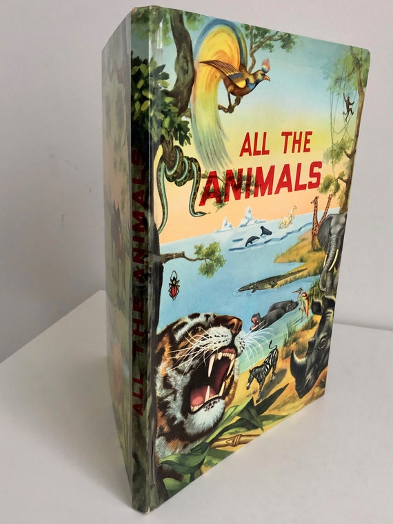 Vintage 1959 ALL THE ANIMALS, First Edition, Large Format Illustrated  Children's Animal Book by Bruno Tomba, Wild and Domestic Animals 