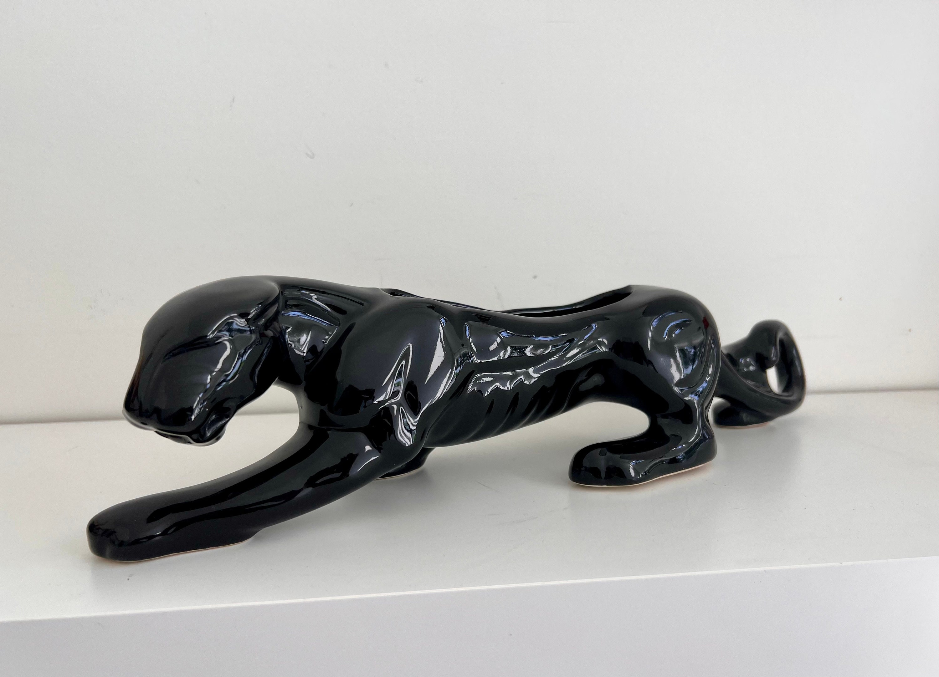 Vintage black panther ブラックパンサー　セラミック　置物 Vintage MID-CENTURY PANTHER Sculpture, 15.5-Inch Sleek Black