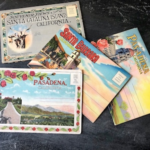 DOSSIERS DE VOYAGE CALIFORNIE vintage, cartes postales souvenir du milieu du siècle, votre choix, photos souvenirs dépliantes de style accordéon, éphémères de voyage