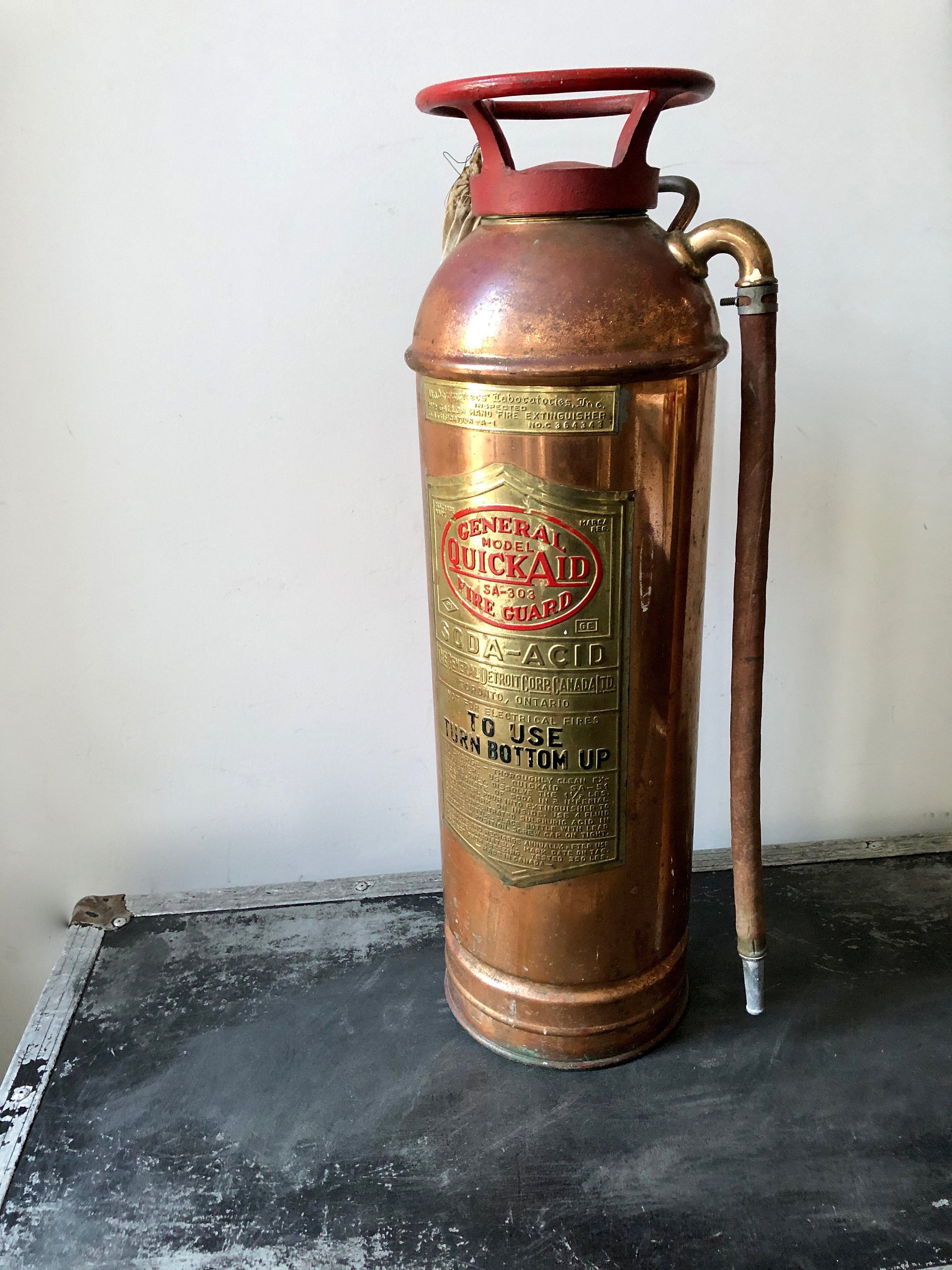 Vintage COPPER FIRE EXTINGUISHER Quick Aid Fire - Etsy