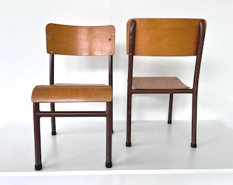 Vintage Heywood Wakefield Child's School Chairs, Wood & Metal, Set