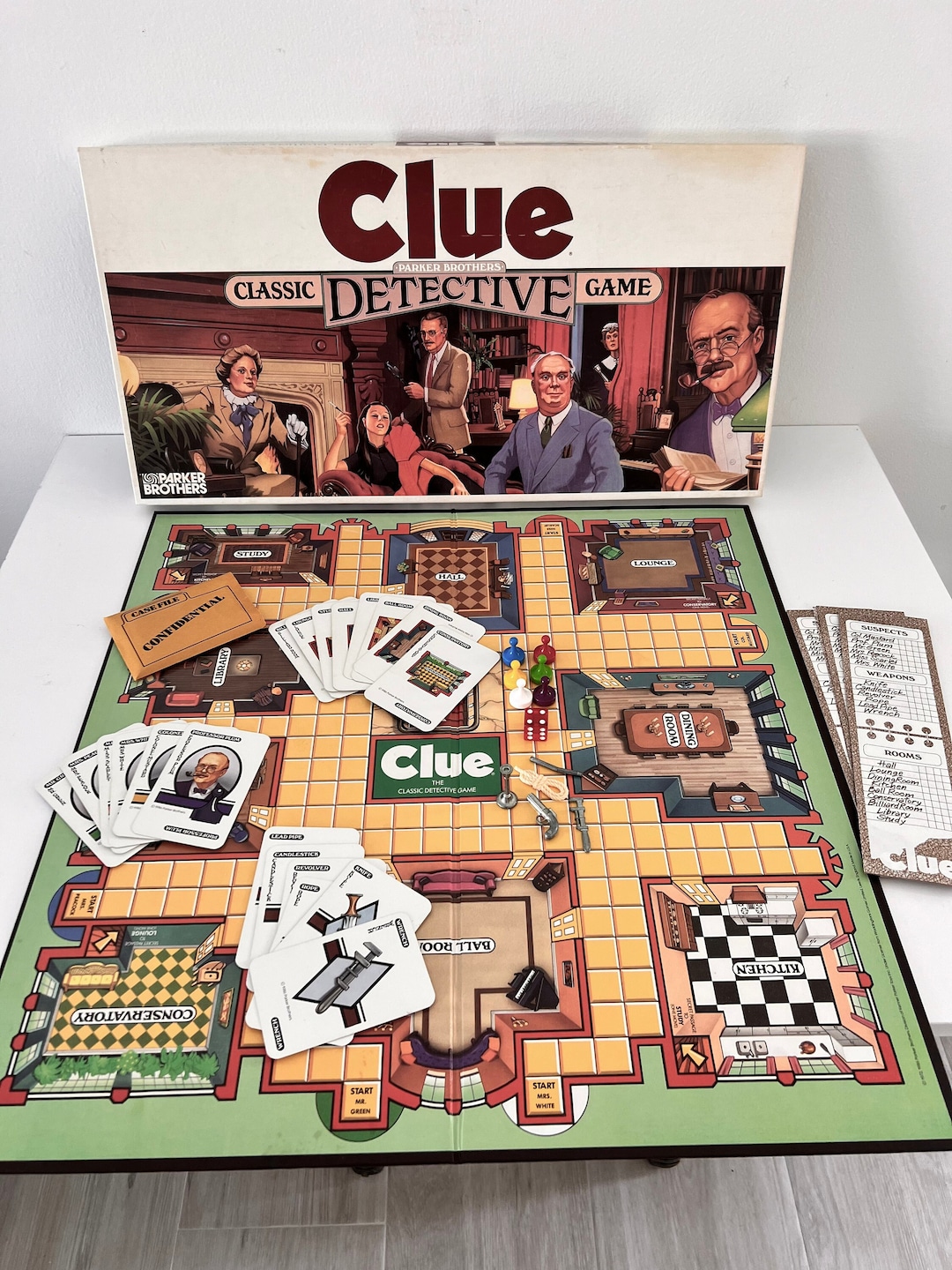 Vintage 1986 Clue Board Game: Parker Brothers Detective Family Game