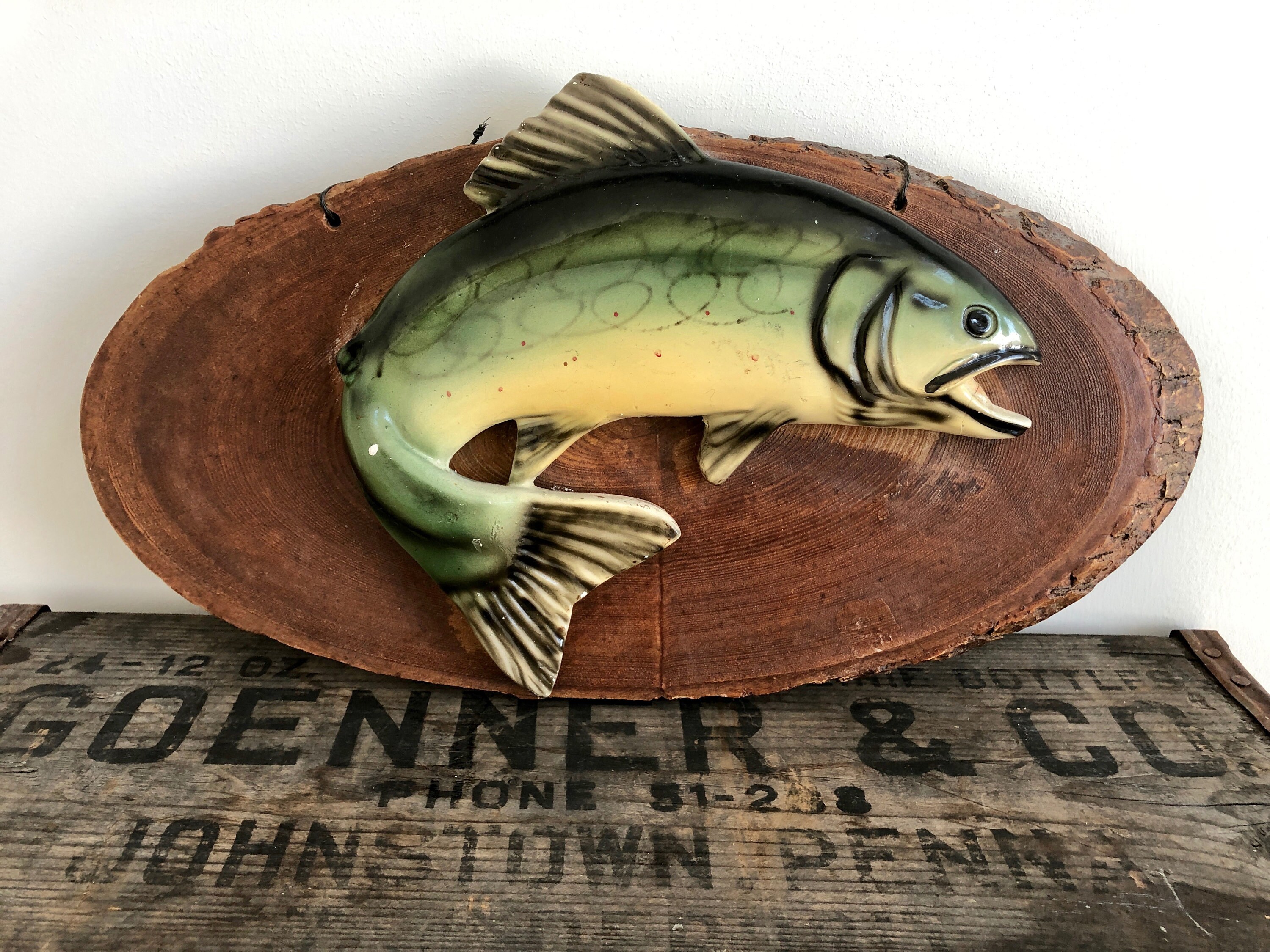 Vintage Fish Sale Mid Century 1950's Ceramic Bathroom Fish Wall Hanging