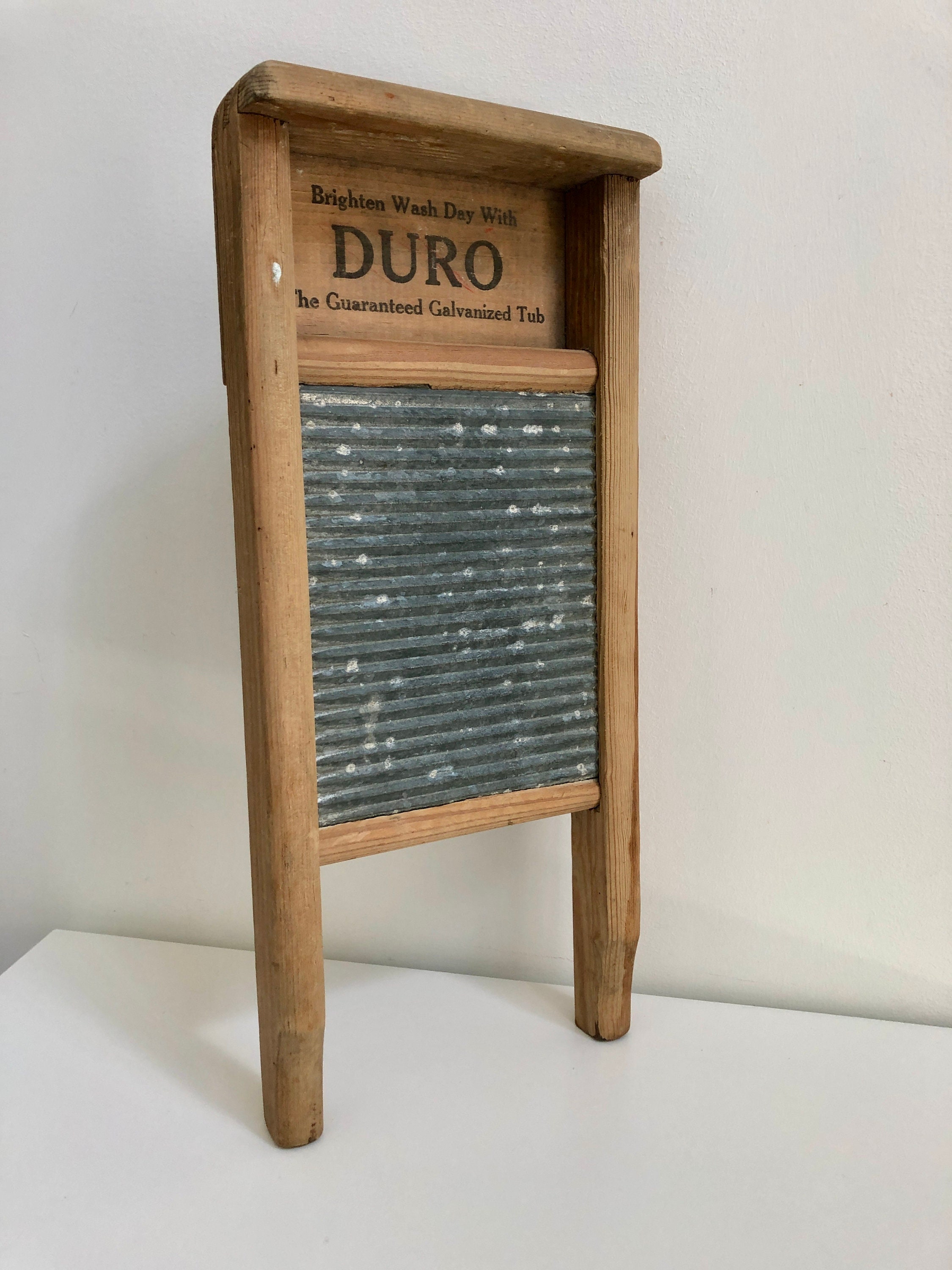 Vintage SMALL DURO WASHBOARD, 16 Inch Galvanized Washboard, Farmhouse