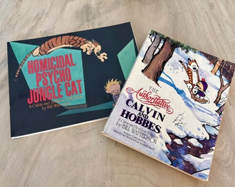 Vintage CALVIN and HOBBES BOOKS, Your Choice! 1990 The Authoritative Calvin & Hobbes Or 1994 Homicidal Psycho Jungle Cat, By Bill Watterson