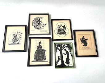 Vintage Framed Silhouette Art Prints | Your Choice | Romantic Victorian Paper Cut Silhouettes